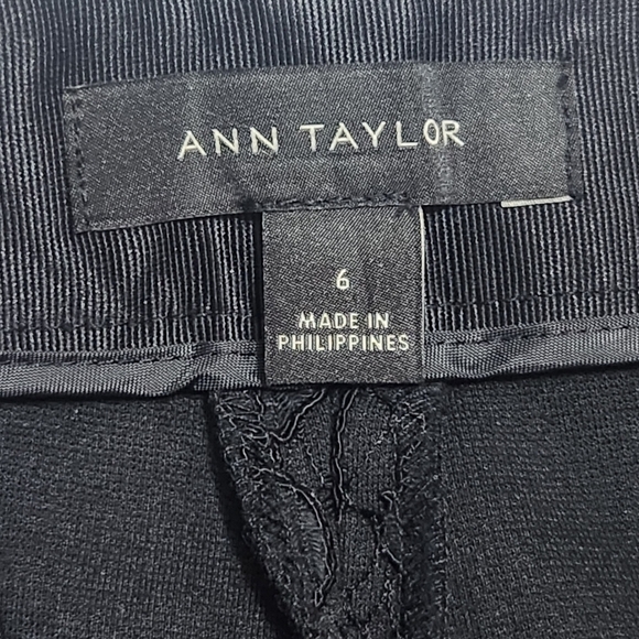 ANN TAYLOR Black Floral Textured Trousers - Picture 9 of 12